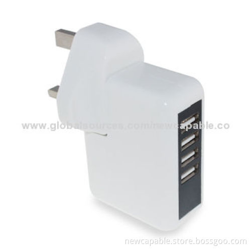 Four USB Travel Charger, 100 to 240V AC, 50/60Hz Input